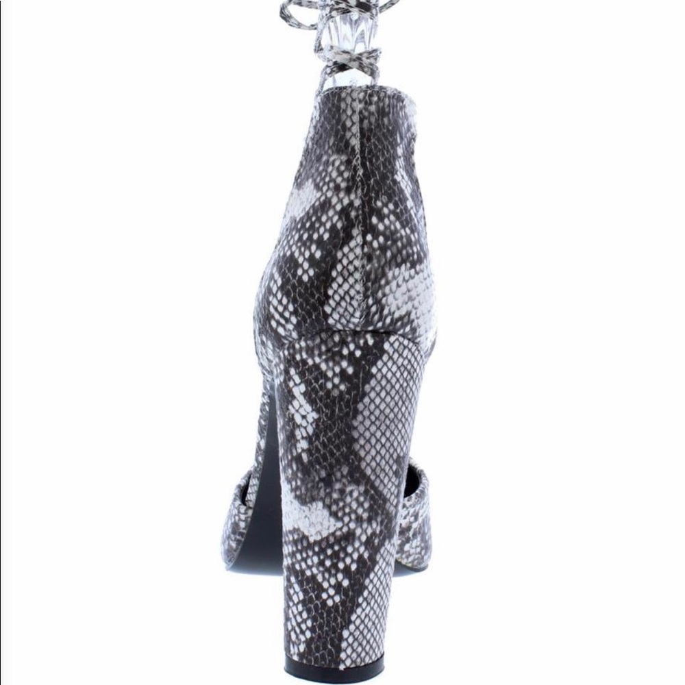 🐍PYTHON print POINTED TOE ANKLE WRAP BLOCK HEEL - Picture 7 of 7